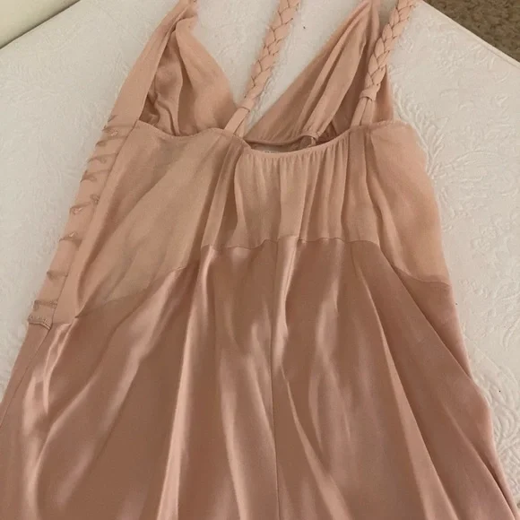 La Perla glamorous pale pink w/ivory lace braided shoulder straps nightdress